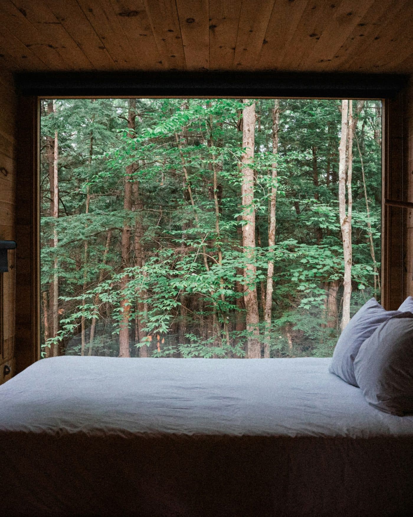 The guest bedroom, curtains half drawn against the afternoon.